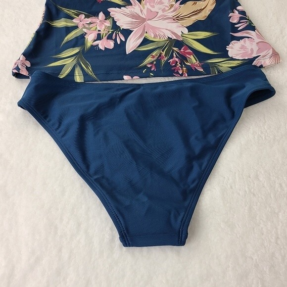 Cupshe Blue Ruffle Tankini Set NWT Tank Top and Bikini Swimsuit  Sz Small - Picture 7 of 16